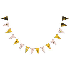 Rustik Rosa Illustrated Bee Bunting Banner Sign Vimplar