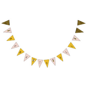 Rustik Rosa Illustrated Bee Bunting Banner Sign Vimplar