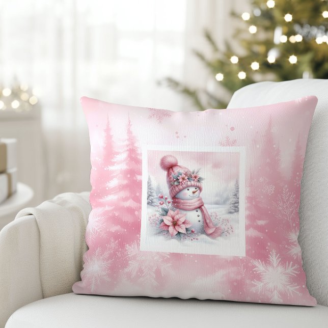 Rustik Rosa Julskogs Kudd för Barn Kudde (Rustic Pinkmas Winter Forest Kids Holiday Pillow

)