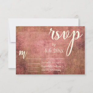 Rustik Rosa & Jute Vintage Typografi RSVP OSA Kort