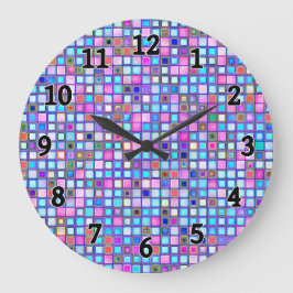 Rustik Rosa och blå mosaikplattor av typen Clay Mö Stor Klocka