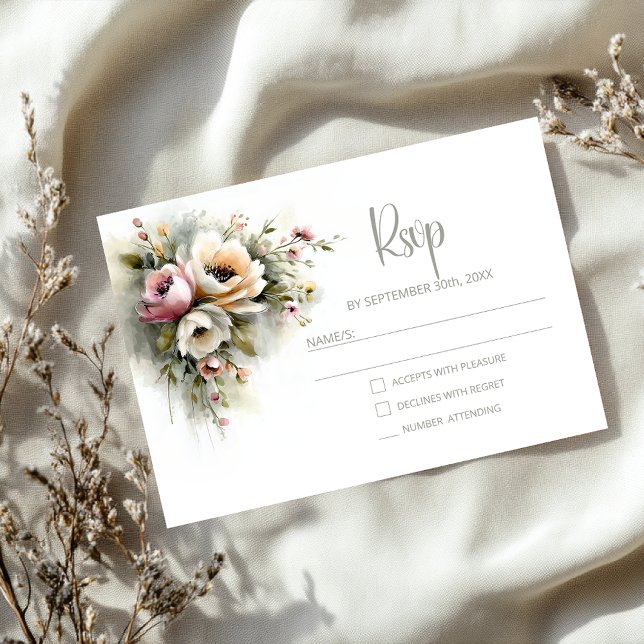Rustik rosa och orange blomsterbröllop RSVP OSA Kort (Skapare uppladdad)