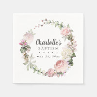 Rustik Rosa och vit Blommigt Baptism