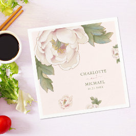 Rustik  Rosa Peony Ro Blommigt Bröllop Napkin Pappersservett