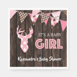 Rustik Rosa Play Hjort Baby Shower Lunch Napkin Pappersservett