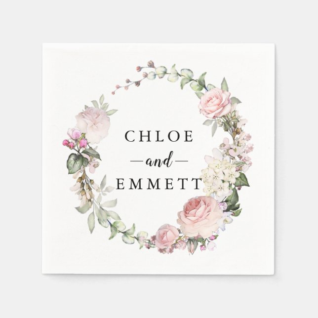 Rustik  Rosa ros-andedräkt Pappersservett (Framsidan)