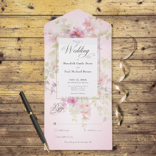 Rustik Rosa Sage Watercolor Blommigt Rosa No Midda