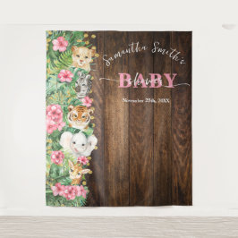 Rustik Rosa Vild Safari Djur Välkommen Baby Shower