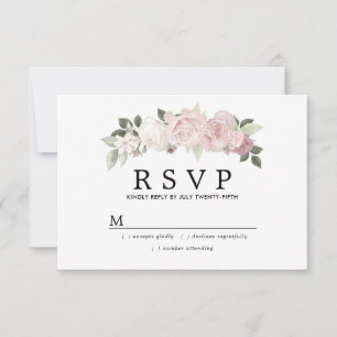 Rustik Rosa Vit Blommigt Bröllop OSA Kort