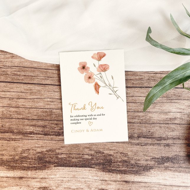 Rustik  Rosa Wildblomma Bröllop Tack Kort (Skapare uppladdad)