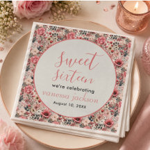 Rustik rosablommig rosa guld sweet sixteen