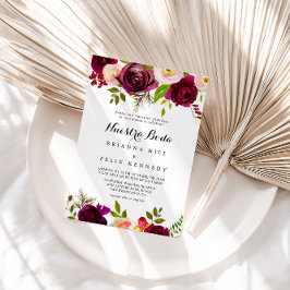 Rustik rosabränd burgunderblommig Nuestra Boda brö Inbjudningar