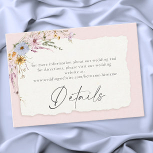 Rustik rosabrudenhet med vilda blommor tilläggskort