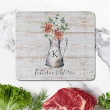 Rustik rosbomullseukalyptus med monogram i en kann