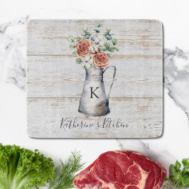 Rustik rosbomullseukalyptus med monogram i en kann