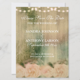 Rustik Rosen Bröllop Spara Datum Datumet