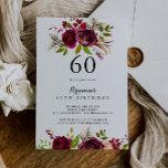 Rustik rosenskär burgunderröd blomstermotiv 60-års inbjudningar<br><div class="desc">Denna rustika rosenskära burgunderröda blomstermotiv-inbjudan till 60-årsfest är perfekt för en enkel födelsedagsfest. Designen har rosa,  rosenskär,  röd,  burgunderröd och bordo akvarellblommor med grön lövverk.</div>