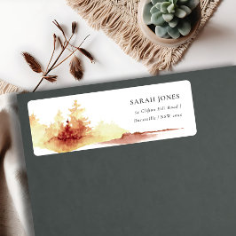 Rustik Rust Orange Gult Fall Träd Adress Returadress Etikett