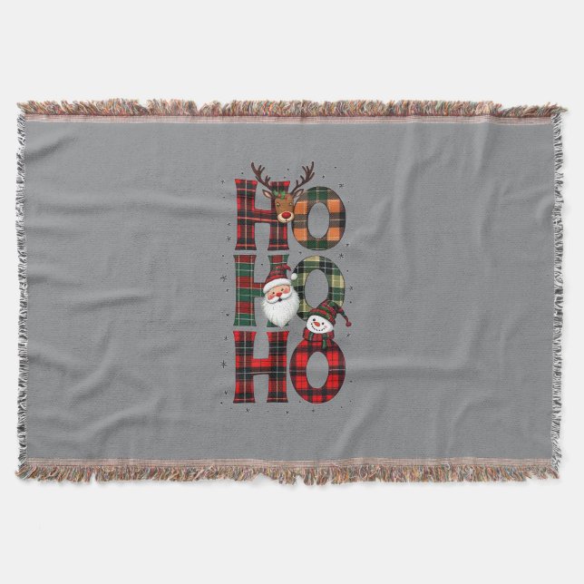 • Rustik Rutar Ho Ho Ho Tomte Grå Flanellfilt Filt (Framsidan)