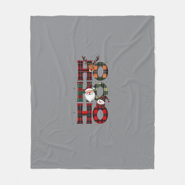 • Rustik Rutar Ho Ho Ho Tomte Grå Flanellfilt Fleecefilt (Framsidan)