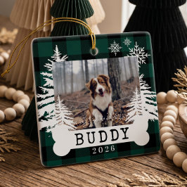 Rustik Rutfärgad Julgran Hund Foto Julgransprydnad Keramik