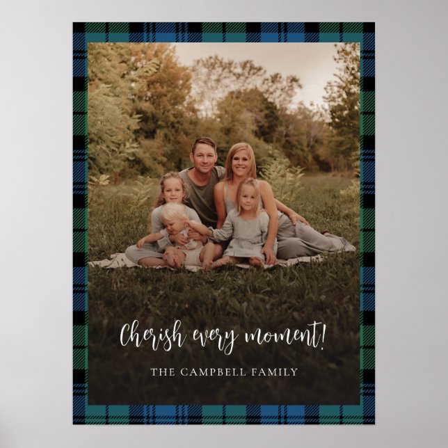 Rustik Rutig Campbell Tartan Anpassad Foto Poster (Framsidan)
