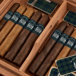 Rustik rutig cigarrbandsticker anpassad stugetiket returadress etikett