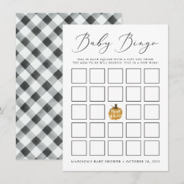 Rustik Rutig Pumpa Bebis Shower Bingo Kort