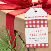 Rustik Rutig Röd Vit God Jul