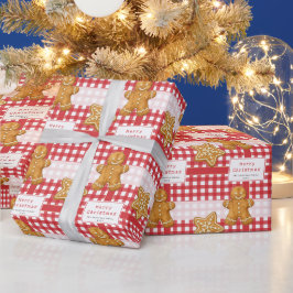 Rustik Rutig Röd Vit God Jul Presentpapper