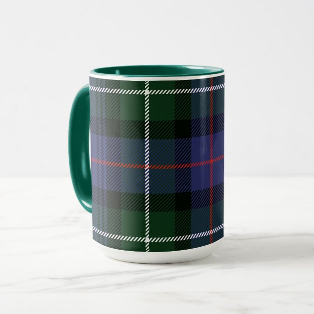 Rustik rutmönster lila och grön tartan mugg (Framsida vänster)