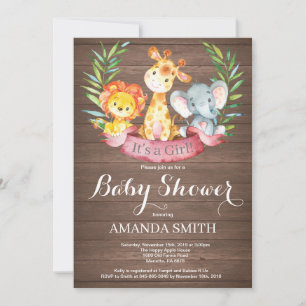 Rustik Safari Djungeldjur Pojke Baby Shower Inbjudningar