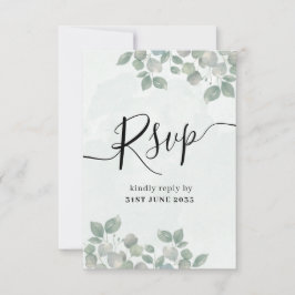 Rustik Sagegrön Eukalyptus Bröllop RSVP OSA Kort