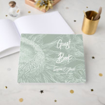 Rustik Sagegrön Vit Halv Solros Blommig Konst 