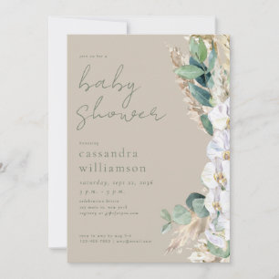Rustik Salvia Pampasgräs Boho Blommig Bebis Shower Inbjudningar