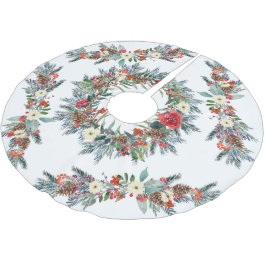 Rustik säsong, vattenfärg blommigt Julvit Julgransmatta Borstad Polyester