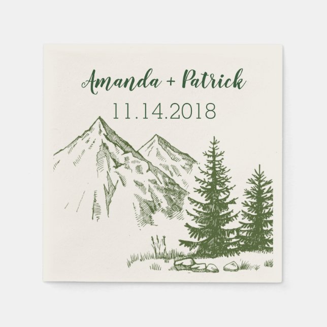 Rustik Scenia Mountain Wedding Napkins Pappersservett (Framsidan)