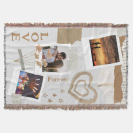 Rustik Scrapbook Romantik med Hjärtan och Blommor Filt