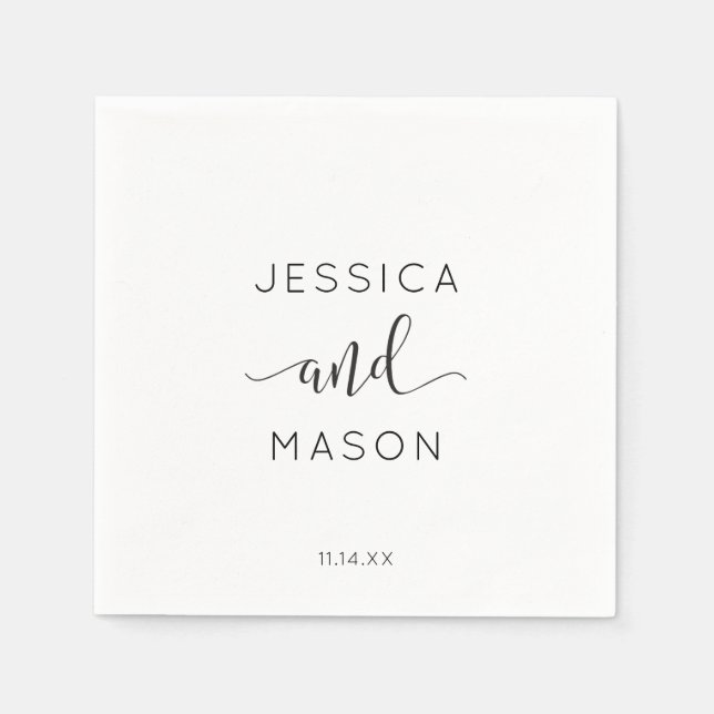 Rustik Script Bröllop Napkin Cocktail Napkin Pappersservett (Framsidan)