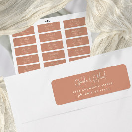 Rustik Script Returadress Bröllop Terracotta Etikett