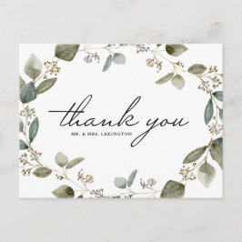Rustik Seedad Eucalyptus Utandning Bröllop Tack Vykort