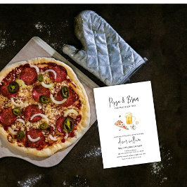 Rustik segmentpizza & Öl & Nappar Baby Shower Inbjudningar