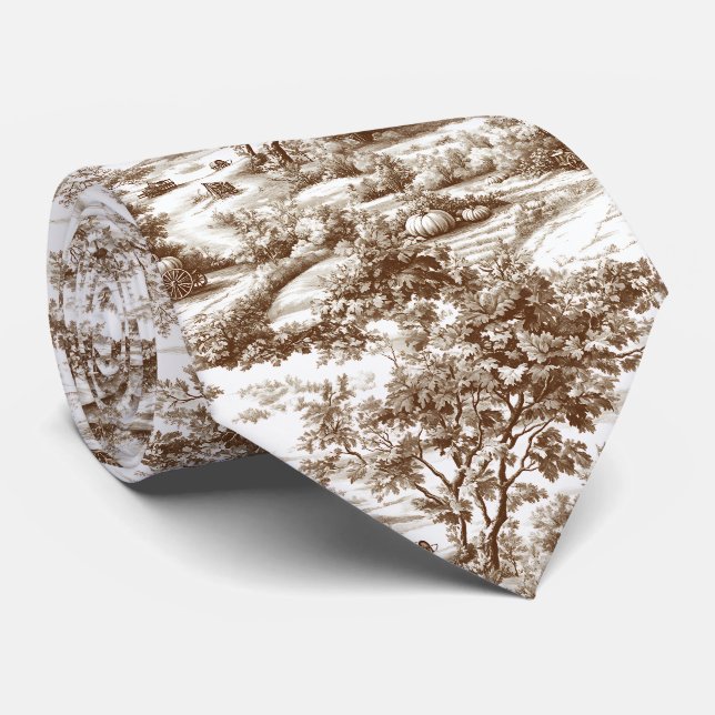 Rustik Sepia Gårdstomt Pumpa Toile Mönster Slips (Rullad)