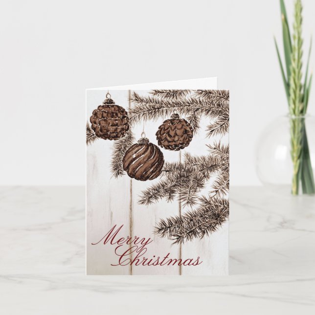 Rustik Sepia Minimalist God Jul Högtid Kort (Framsida)