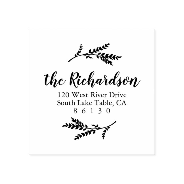 Rustik självinfärgning av botaniska Returadresser Stämpel (Tryck)