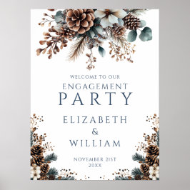 Rustik Skog Blommig Förlovningsfest Välkomstskylt Poster