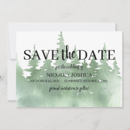 Rustik Skog Bröllop Save the Date i Vattenfärg Spara Datumet