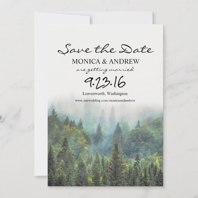 Rustik skog bröllop Save the Date-inbjudan Inbjudningar (Framsida)