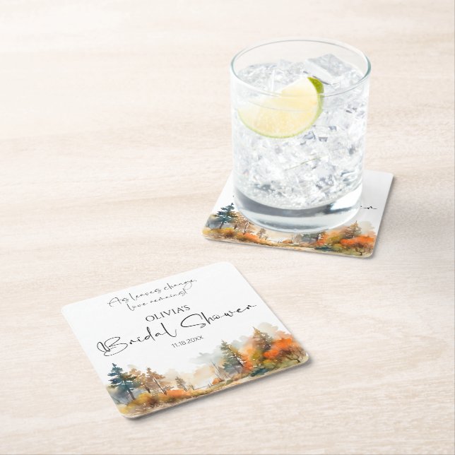 Rustik skog höstskogs bröllopsdusch underlägg papper kvadrat (Insitu)