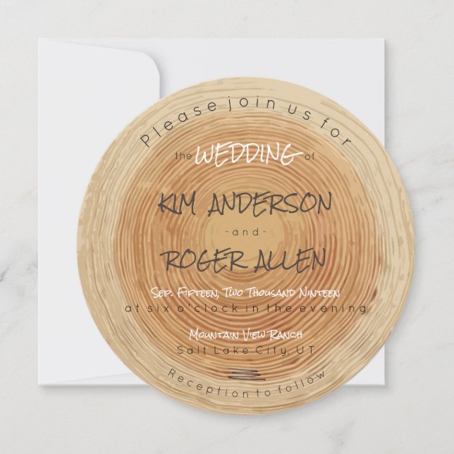 Rustik skog i Träd, segmentets unika Bröllop Inbjudningar (Framsida)